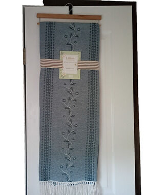 Lillian August Blue Floral Decorative Throw Blanket Fringe French Farmhouse